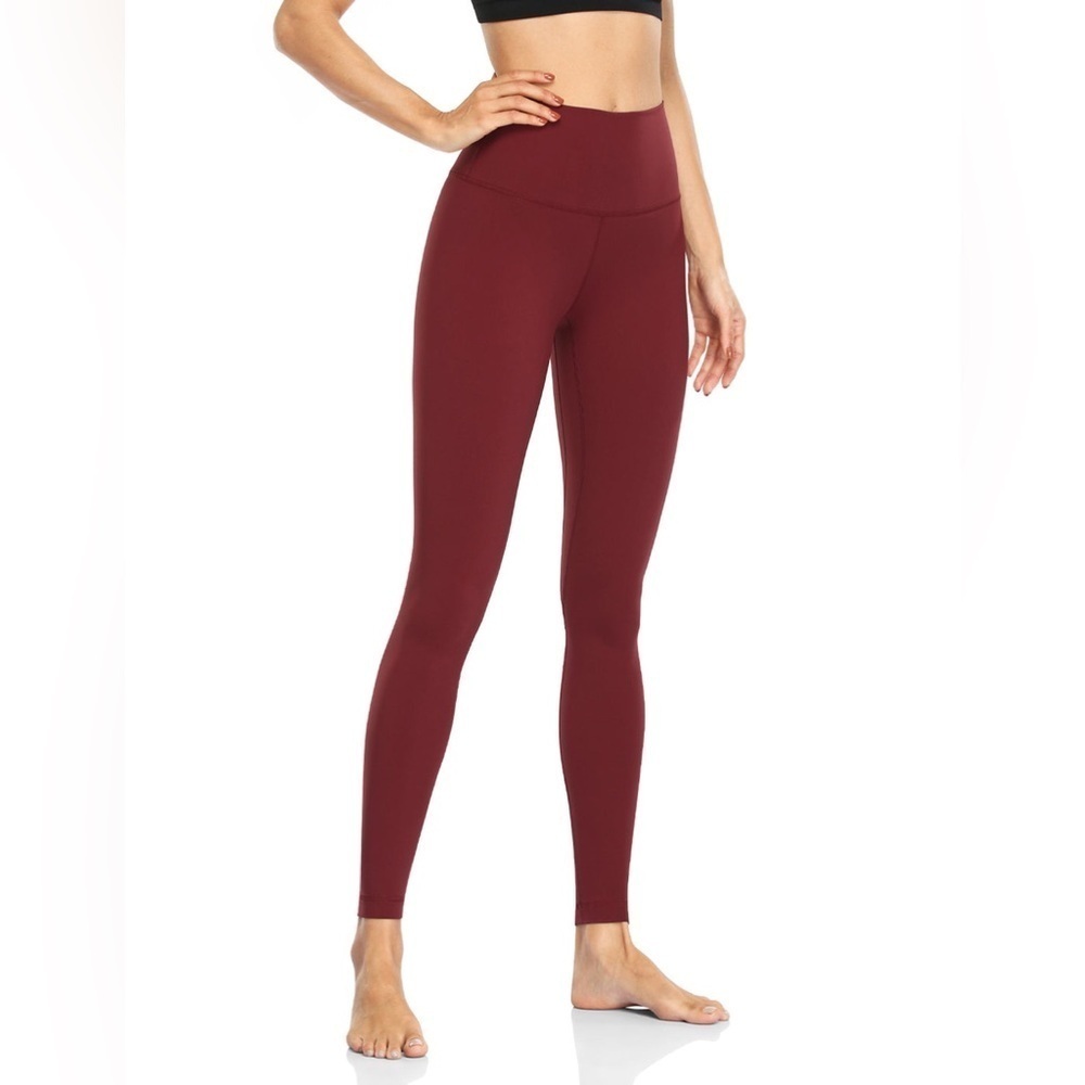 HEYNUTS Essential Extra Long Yoga Leggings 31' leggings Size XS garnet red